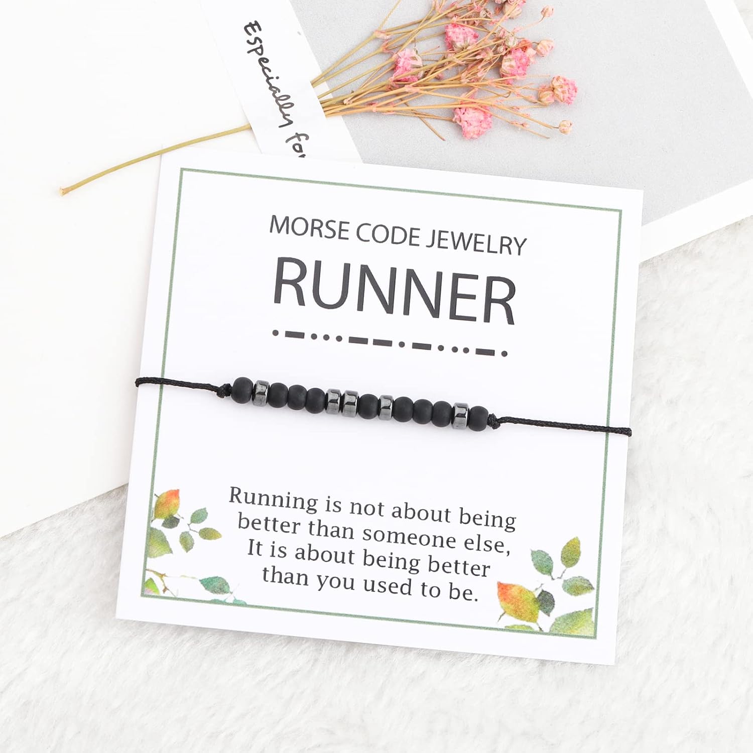 WSNANG Runner Morse Code Bracelet - Running Lover Gift for Cross Country Runners image 3