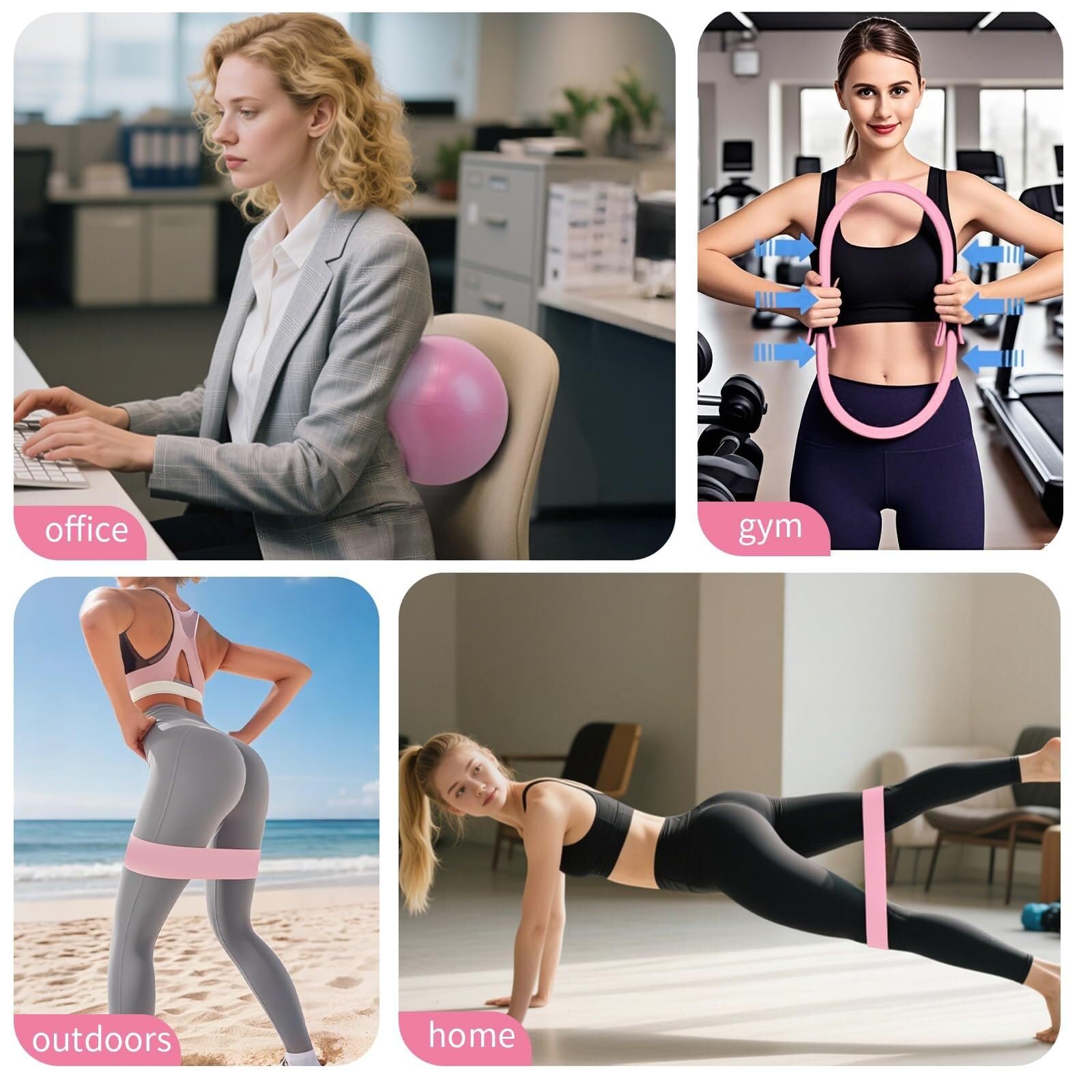 Generisch Pilates Essential Kit - Portable Fitness Equipment - with Toning Pilates Ring & Long Resistance Bands & Loop Bands & Soft Pilates Ball & Grip Socks, Pilates Set Zubehör