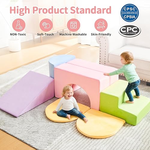 Miniatura 3 de IFNOW Juguetes de escalada para niños pequeños en interiores, juego de bloques de escalada de espuma de 7 piezas para niños pequeños, coloridos y