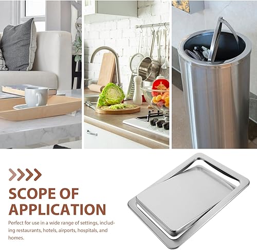 Miniatura 4 de Zerodeko Tapa de canal de basura, tapa de repuesto de acero inoxidable, tapa de basura, cubierta para botes de basura, arandelas, cubierta cuadrada