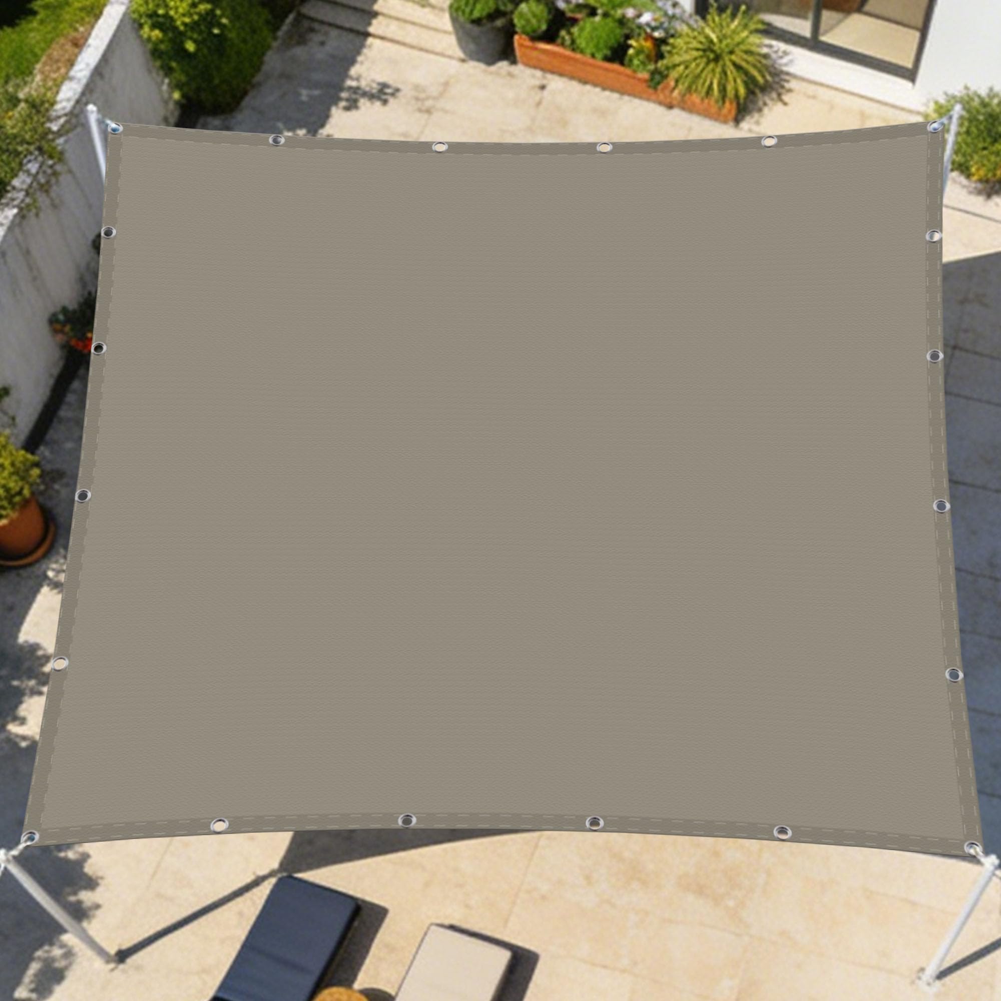 Voile d'ombrage étanche 2x7 m haut de gamme rectangulaire taupe