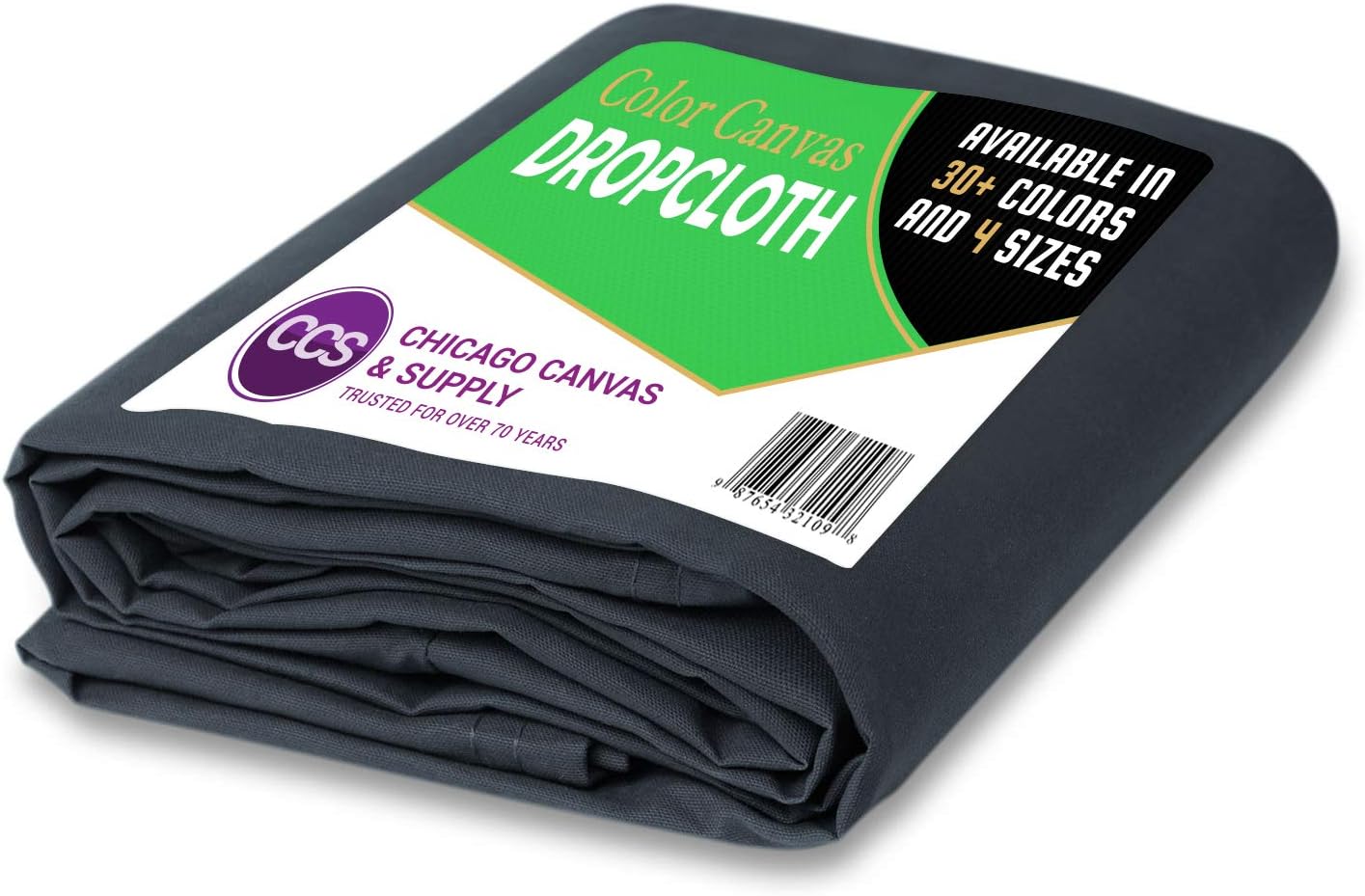 CCS CHICAGO CANVAS & SUPPLY 10 Ounce Cotton Canvas Cotton Drop Cloth (6 by 10 Feet, Steel Grey)