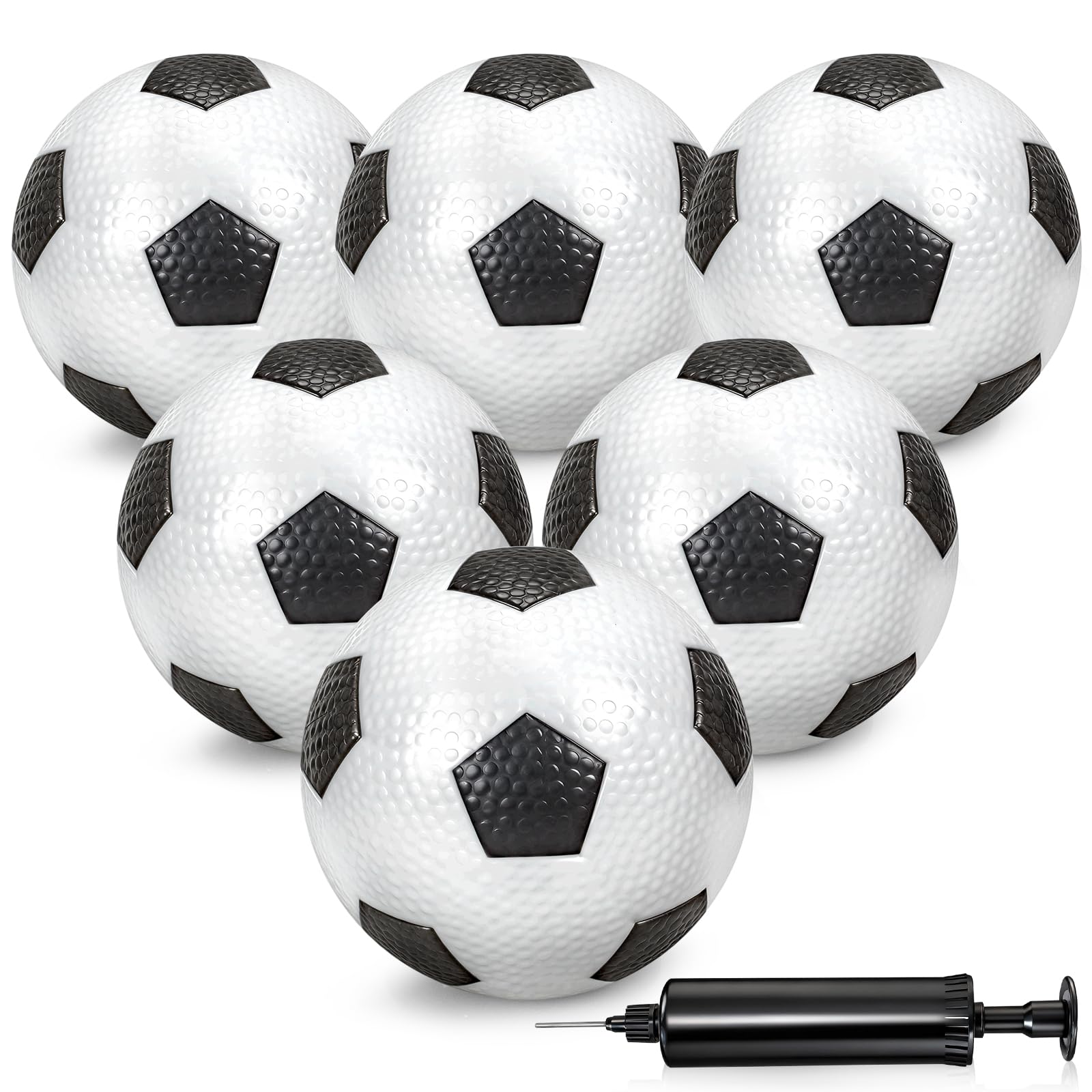 Kids Football, 6 Pcs Inflatable Footballs with Pump Soft Sports Bouncy ball
