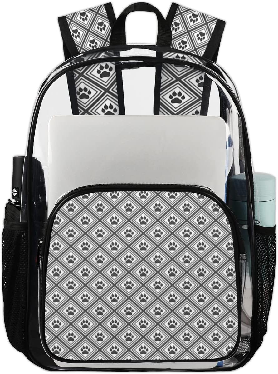Skulls Pattern Clear Backpack Stadium Approved Heavy Duty PVC Transparent Backpacks Large Laptop Backpack for Work Travel Sports Events Concerts