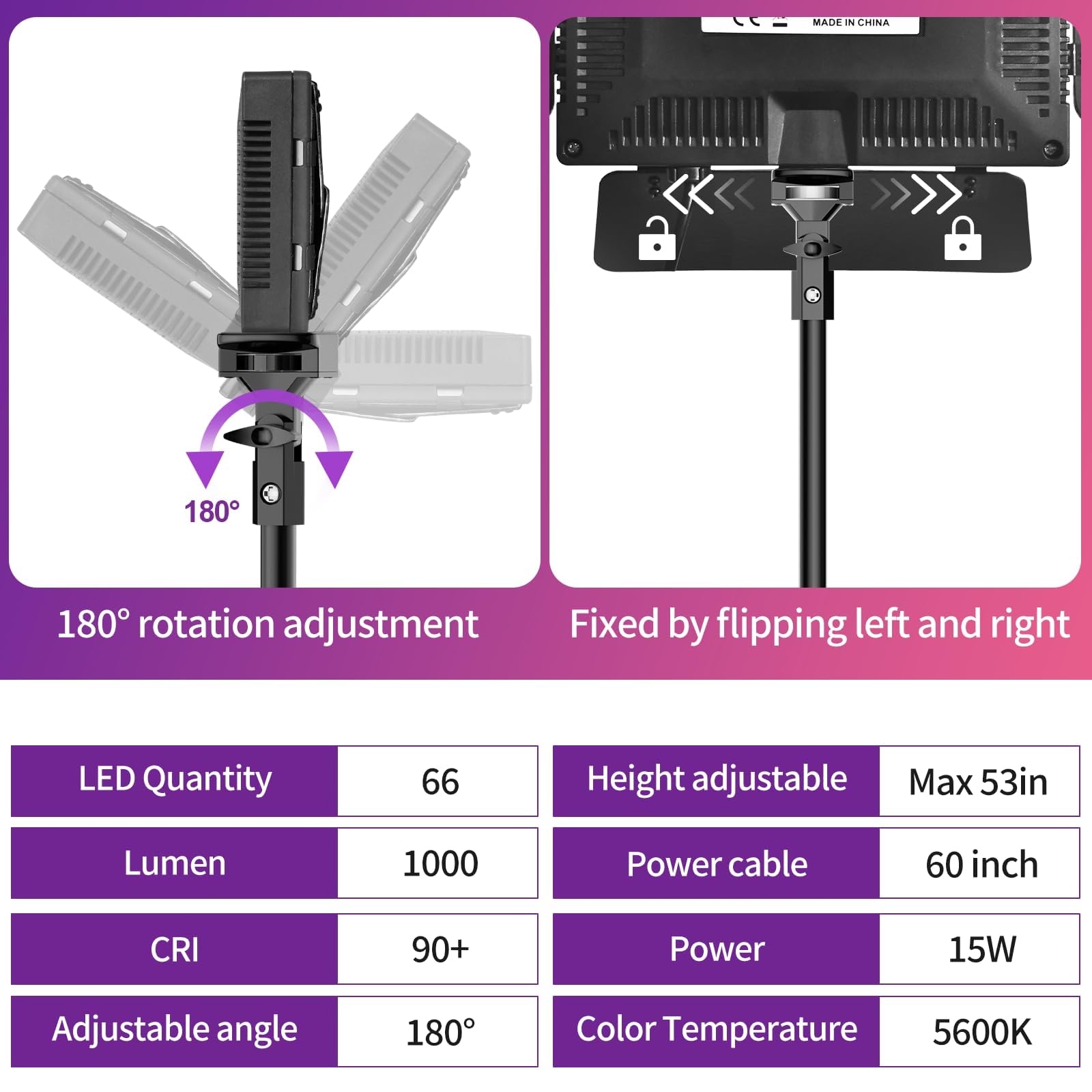 EMART Illuminazione a LED per fotografia, luci da studio con treppiede regolabile da 134,6 cm e 9 filtri colorati, 4 deflettori per registrazione video, streaming di giochi, YouTube, 2 confezioni