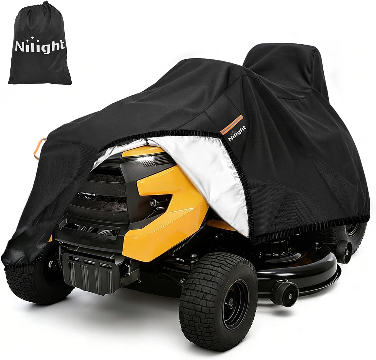 Nilight Riding Lawn Mower Cover 69 Inch, 420D Heavy Duty Waterproof Lawn Tractor Cover UV Protection, Fits Decks Up to 72"