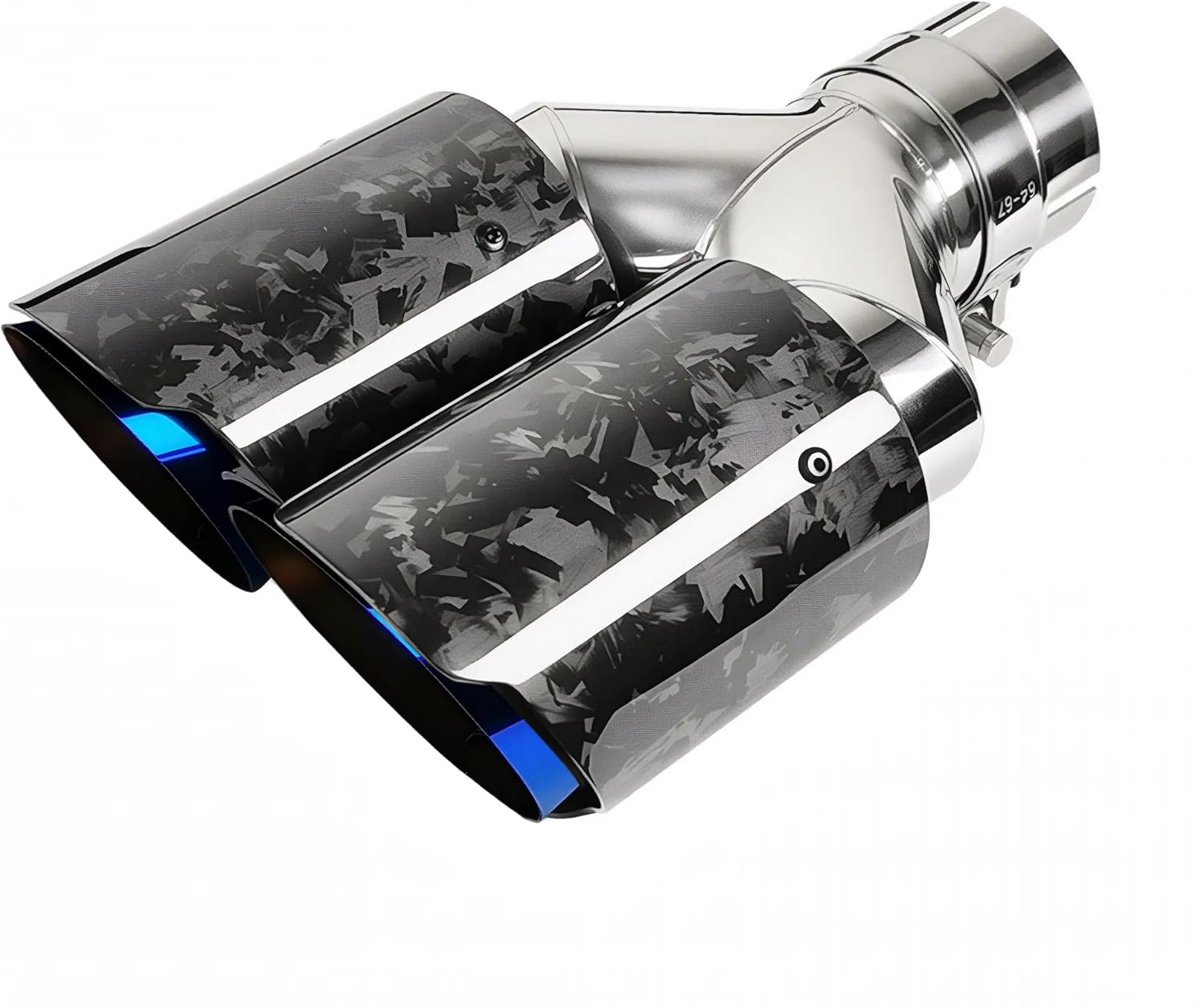 Dual Carbon Fiber Exhaust Tip 3" Inlet to Dual 4" Outlet Tailpipe tip Universal for Vehicles Silver
