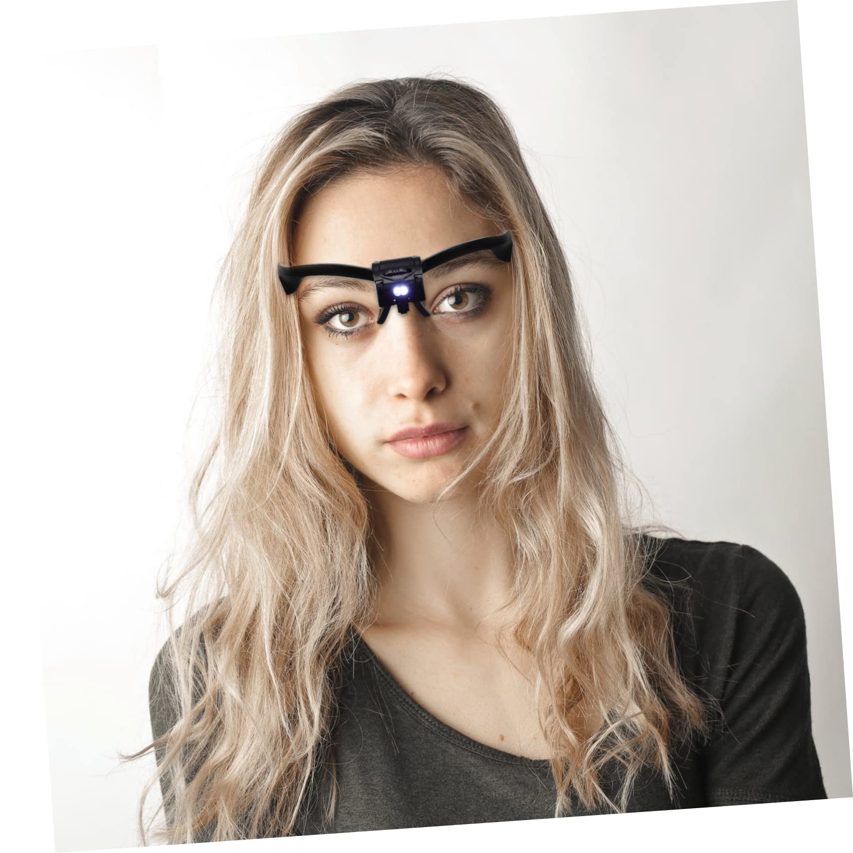 Baluue Zeckenlupe mit 5 Linsen Vergrößerungsbrille LED Licht Kopfhalterung Kunststoff Acryllinse Schwarz für Präzises Arbeiten