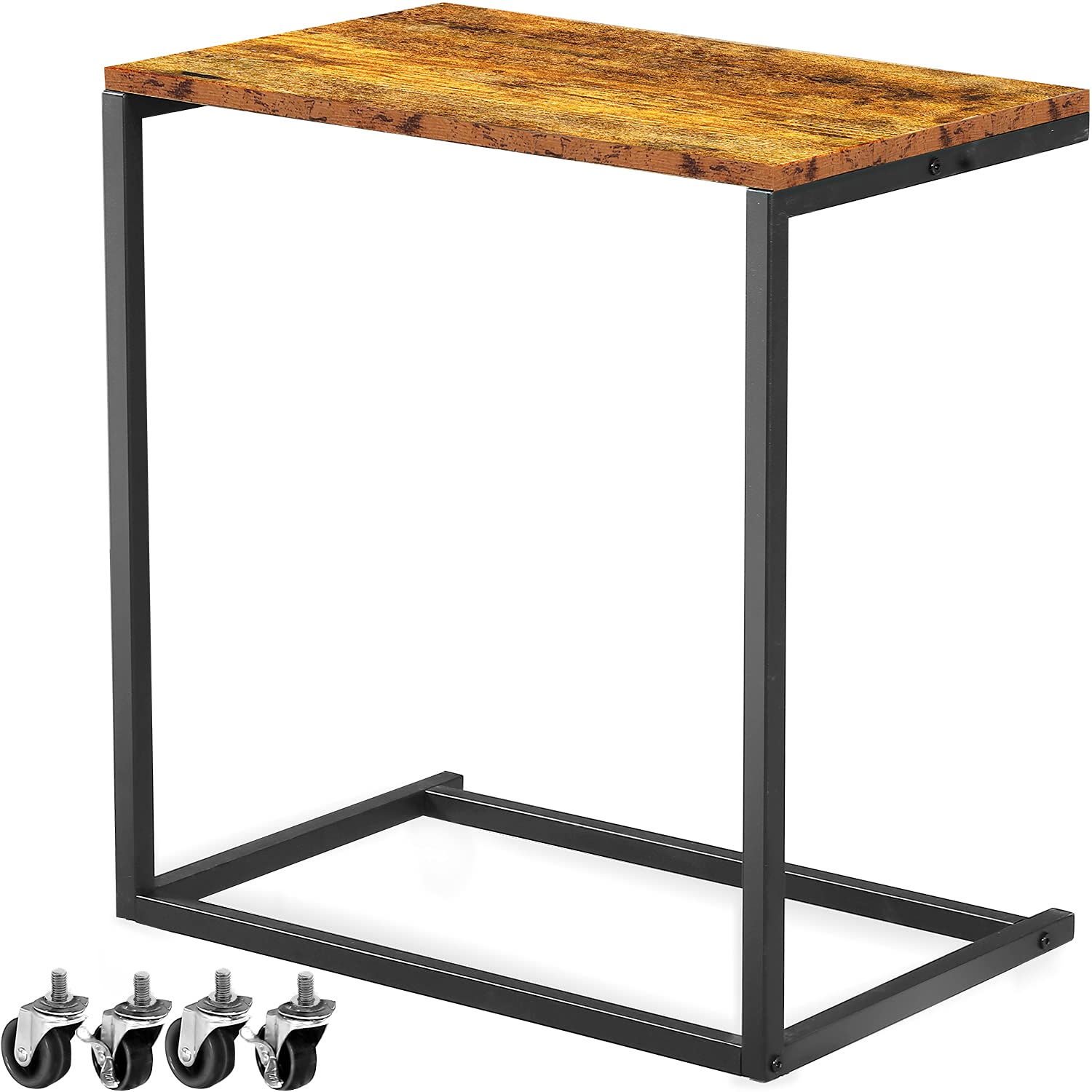 Buy Side Table with Wheels, Ohuhu 22" Extra Large C Shaped End Table