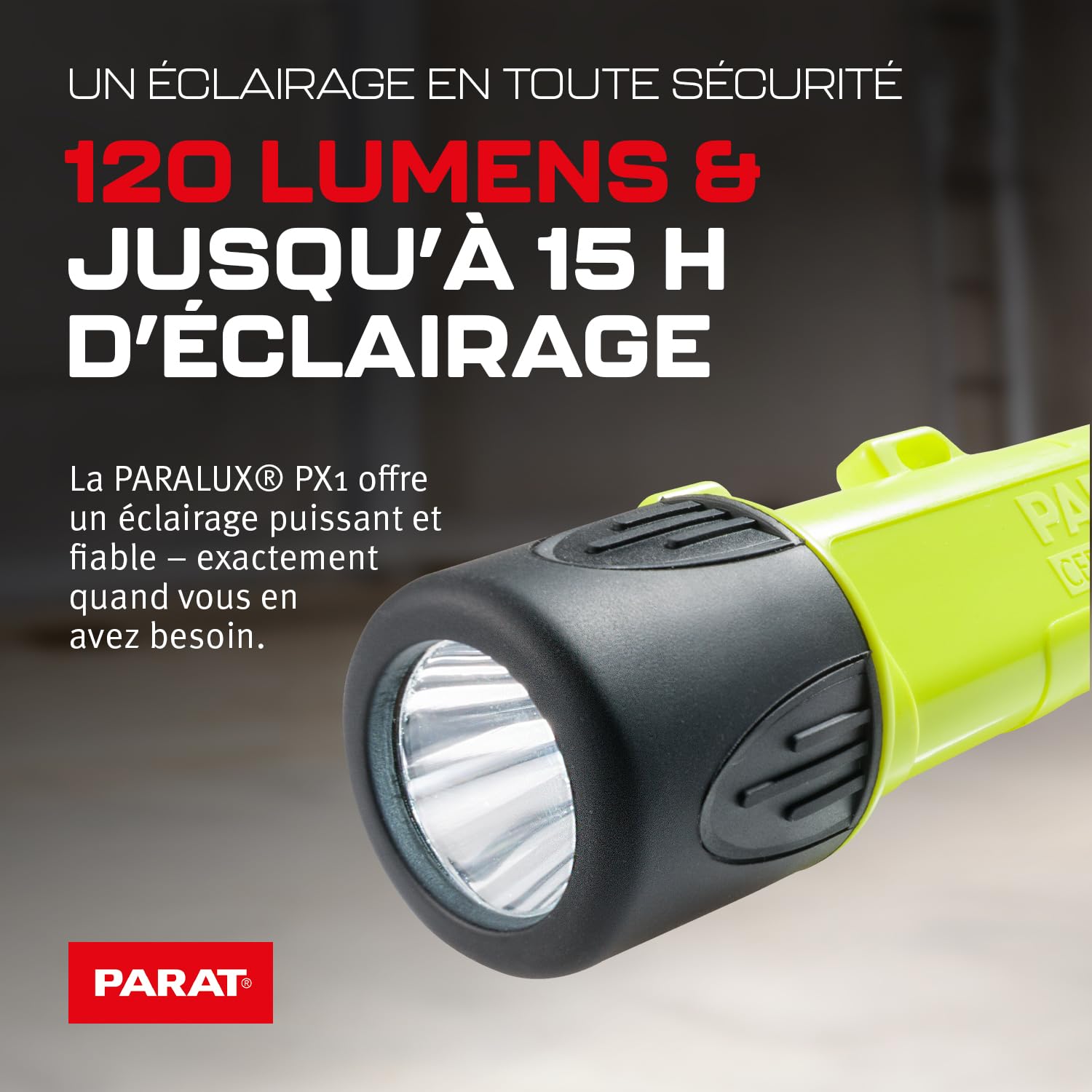Lampe à main Parat Paralux PX1 (lampe de sécurité stable / lampe de travail étanche, antipoussière / lampe avec piles)