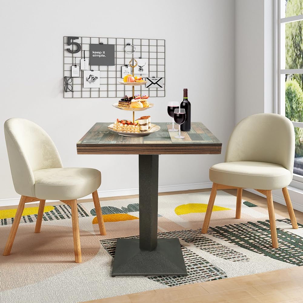 OHMG Tavolo da bar quadrato alto, tavolo esterno mangia in piedi, per sala da pranzo, bistrot, cucina, montaggio facile, per 1-4 persone, stile moderno, legno