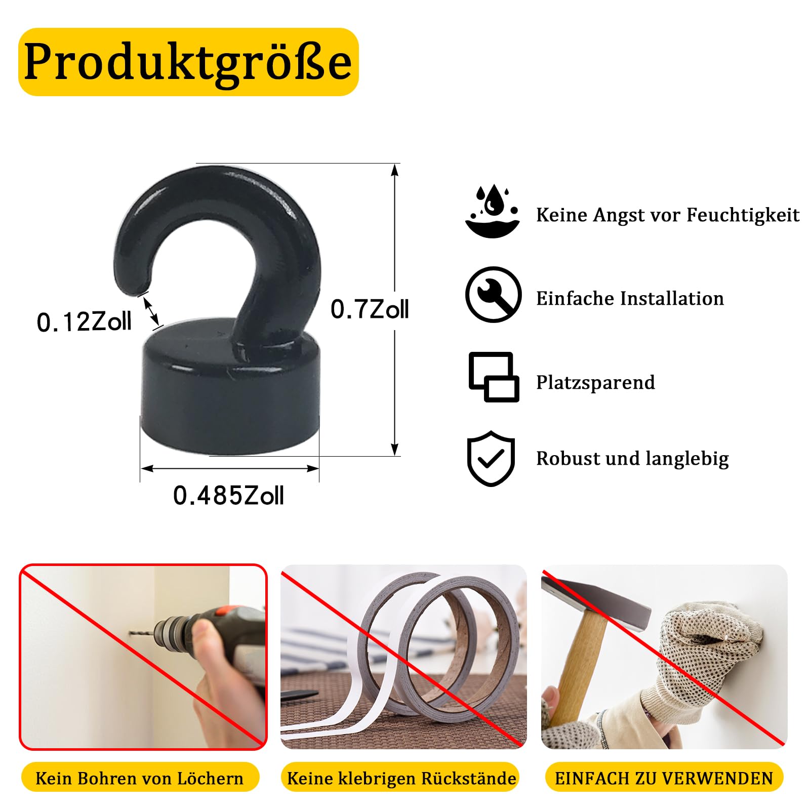 10 Stück Mini Magnete Mit Haken – Starke Neodym-Magnete Für Kühlschrank, Küche & Büro
