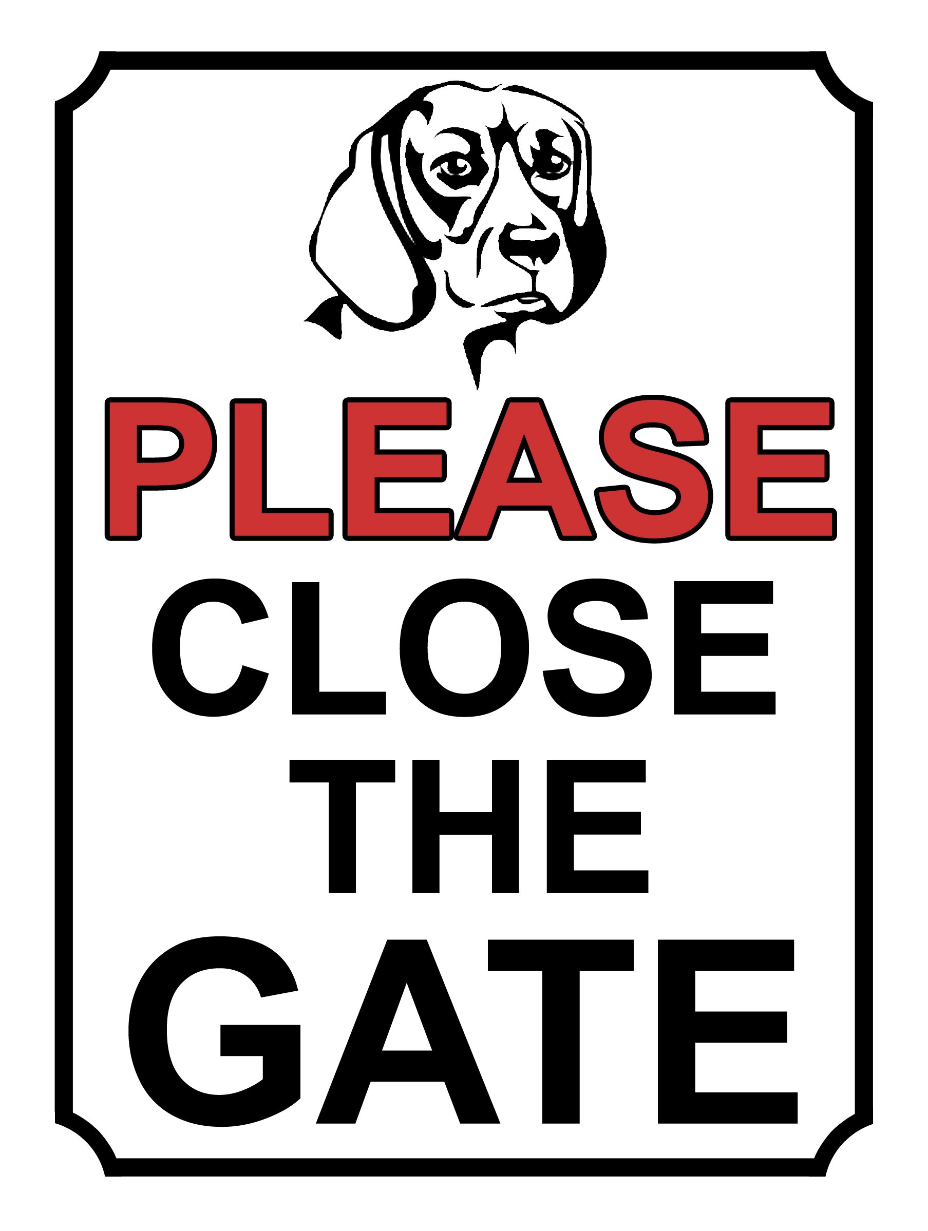 SHAWPRINT PLEASE CLOSE THE GATE DOG THEME METAL SIGN 267MM X 200MM (393H1L) LARGE 10" X 8"