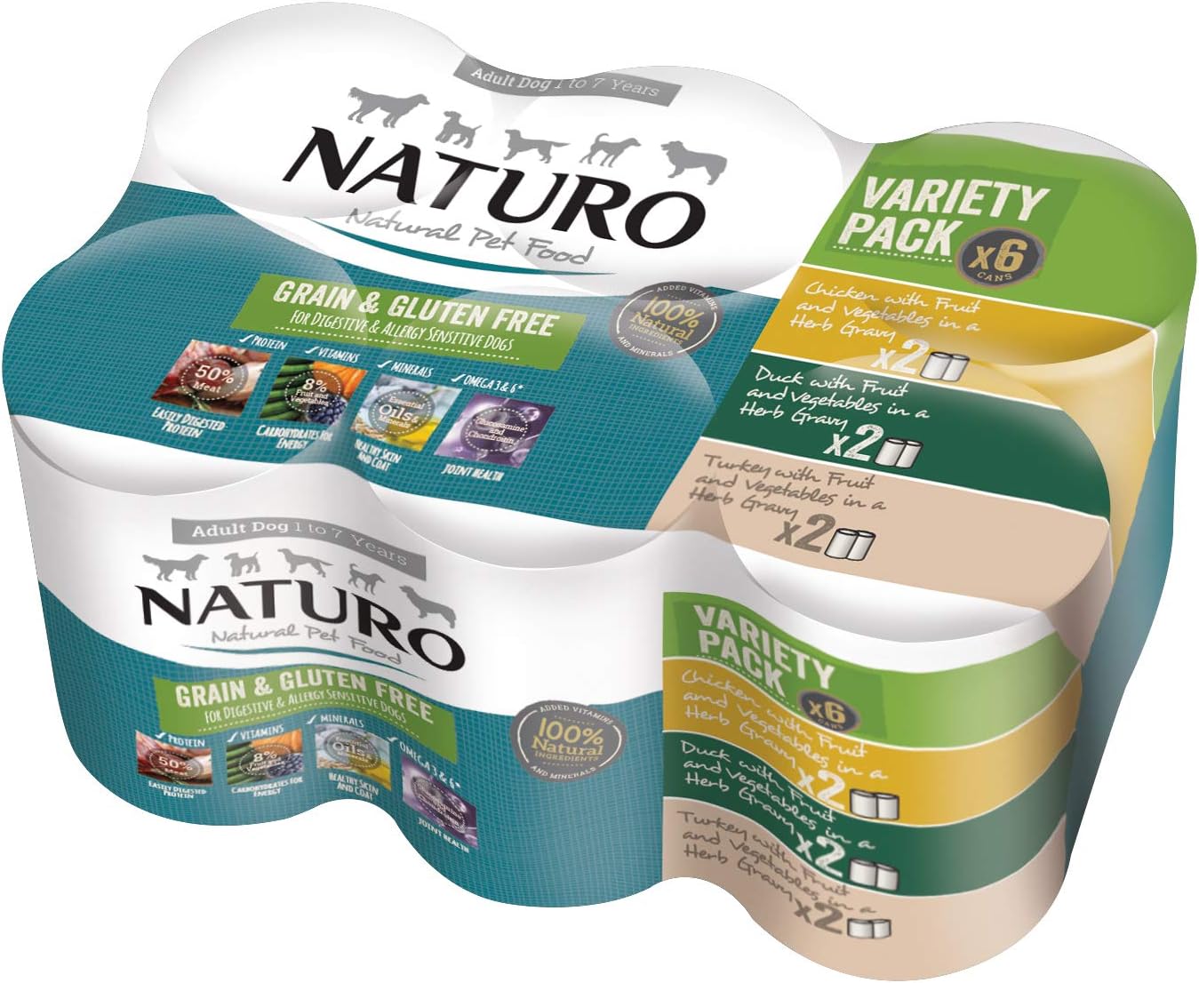 Naturo Adult Dog Food, Variety Pack, 6 x 400g Amazon.co.uk Pet Supplies