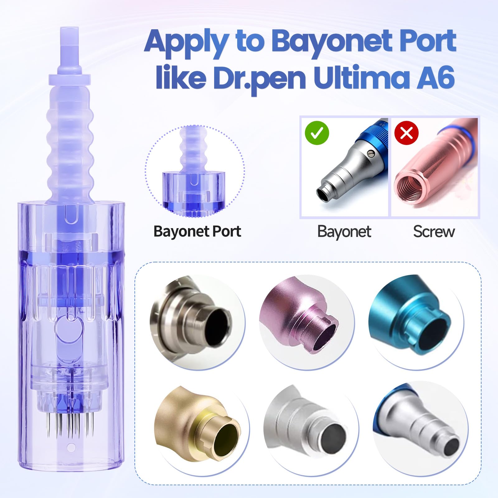Yofuly 12 Pin Microagujas Agujas Dermapen, Dermapen Agujas Microagujas de Slot Baioneta para Derma Pen Ultima A6 Elétrica,10pcs