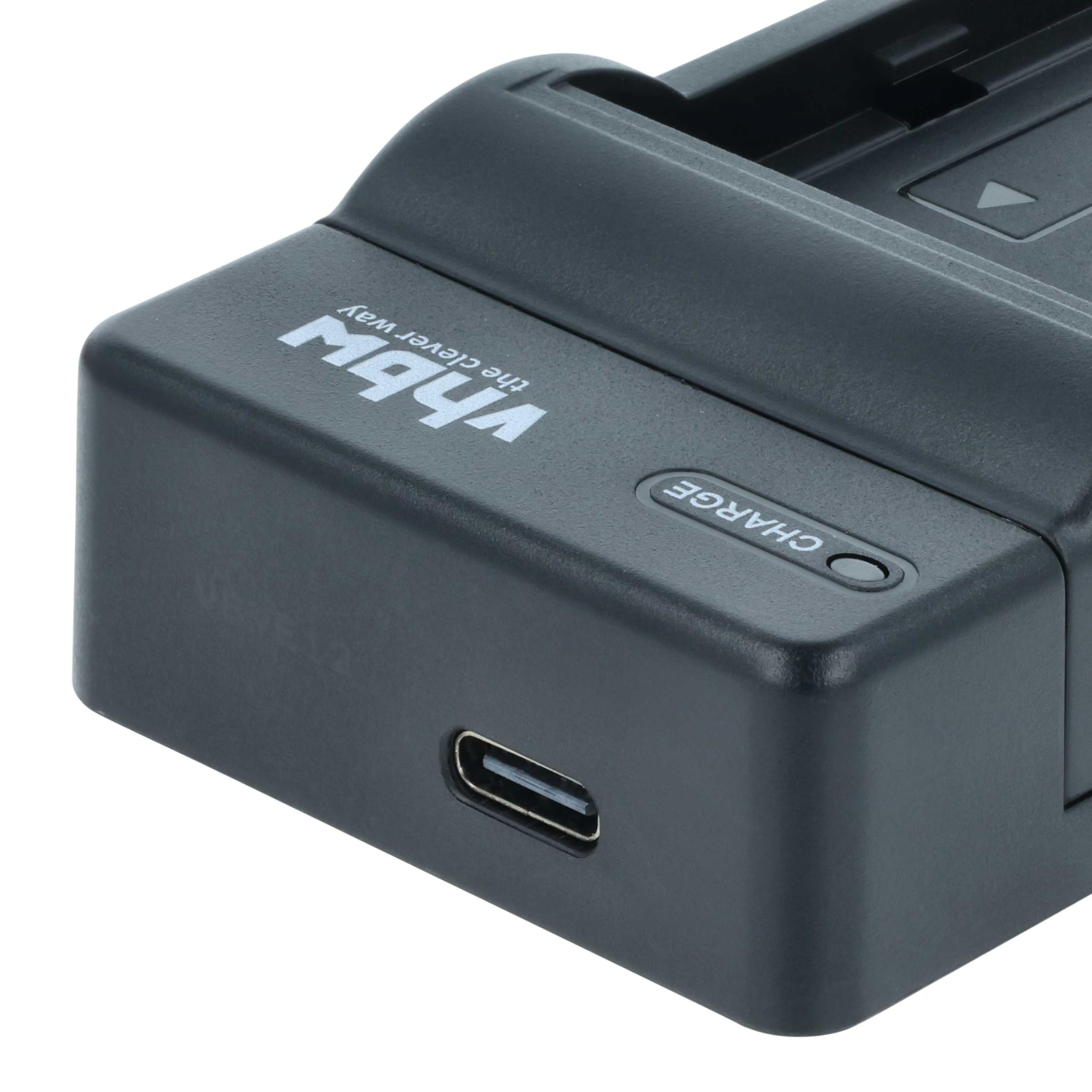 vhbw Chargeur USB-C Compatible avec Sony GV-D200, GV-D800, HDR-AX2000E, GV-A500E, GV-D1000, HDR-AX2000 caméra + câble USB-C + témoin de Charge