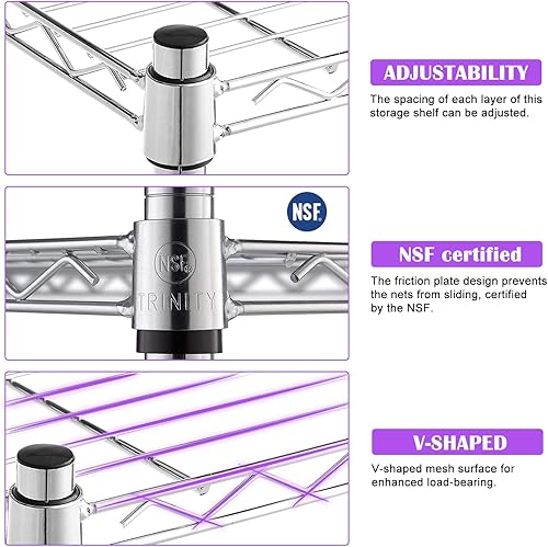 Miniatura 4 de Estantes de almacenamiento, estantería de alambre de 6 niveles, estantería de garaje con ruedas, capacidad de 2100 libras, 18 pulgadas de