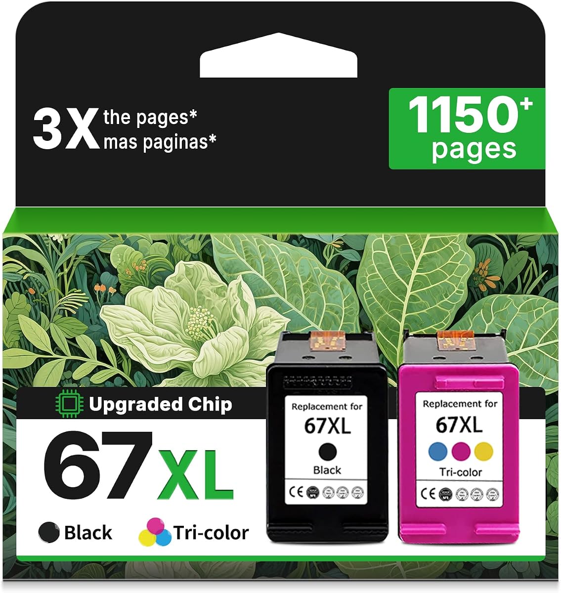 67XL Ink Cartridge for HP 67 XL Black Color Replacement to 4200 2852e 2855e | Works for HP67 HP67XL 4100 2827e 2734e 2700 4155e 4255e 2755e 4227e 2700e 2752e 6400 4100e 6458 6455e 6458e 6065e 6000 4158e