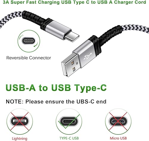 Miniatura 4 de Paquete de 3 cables USB tipo C para Samsung S25 S24 S23 de carga rápida USB C a USB A Android Phone C cable de carga para Galaxy A17 A16 5G/Z