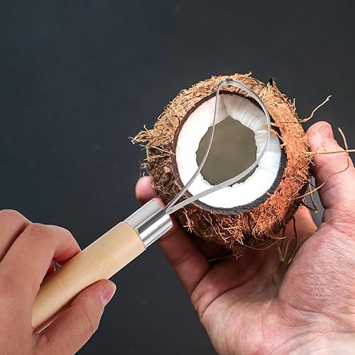 Miniatura 2 de Angoily Herramienta raspadora de acero inoxidable para triturar copos de coco, ideal para hacer el rallador de cocina con mango cómodo