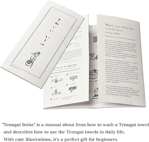 Miniatura 6 de irodori Toalla tradicional japonesa Tenugui Whale 12.99 x 34.64 pulgadas con Tenugui Iroha (manual en inglés)