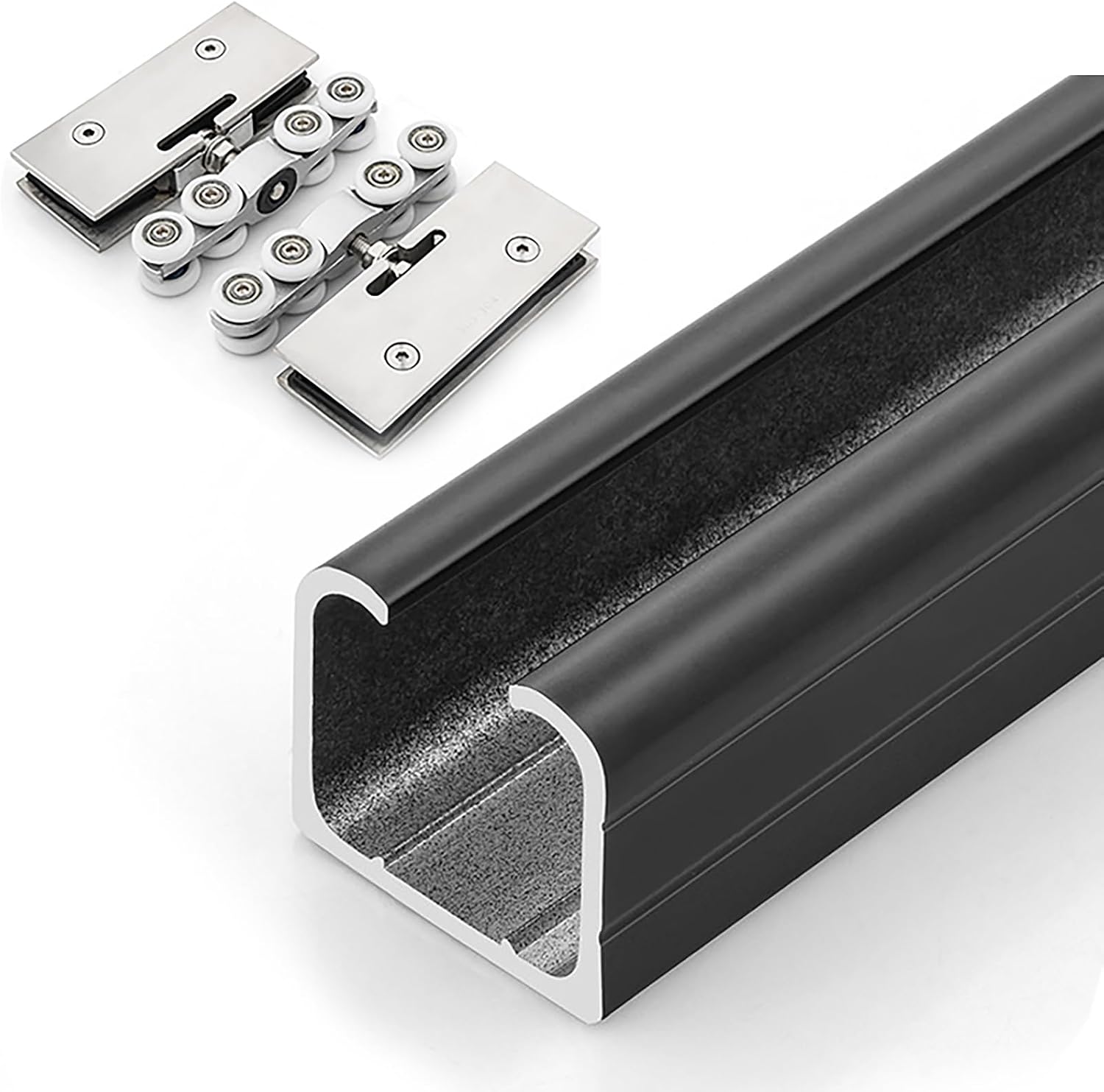 Sliding Door Track Hardware Set, 6.5ft Aluminum Barn Door System for Glass Doors, Perfect for Studies, Storage, and Balconies - White Finish, 2m/78.7in