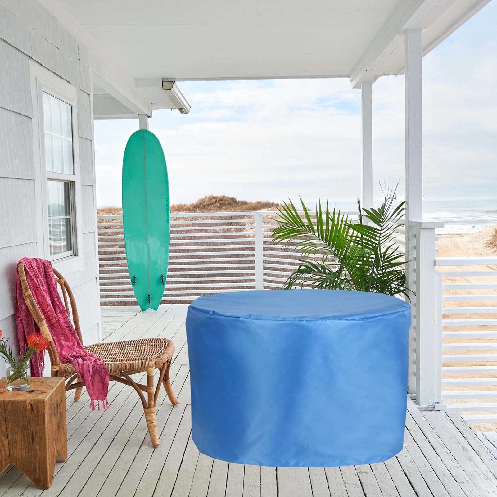 Vailge Runde Terrassenmöbel-Abdeckung – 157,5 Cm Ø, Wasserdicht, UV-beständig, Mit Befestigungsgurten