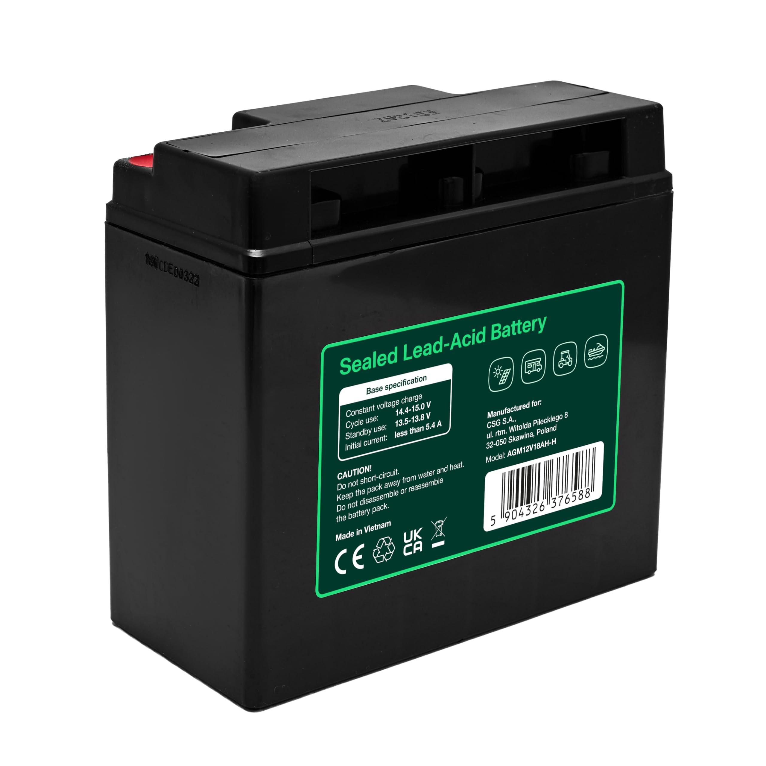 Greencell AGM VRLA 12 V 18 Ah Batterie Gel sans Entretien pour UPS, campeurs, systèmes d'alarme, Alimentation de Secours et Applications industrielles, Durable, Protection IP54, Haute Performance