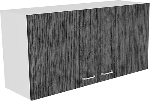 Miniatura 9 de Tuhome Napoles - Armario de pared, dos estantes, doble puerta, color blanco y negro Blanco/negro,Blanco/roble claro,Blanco/roble ahumado,Blanco-Gris