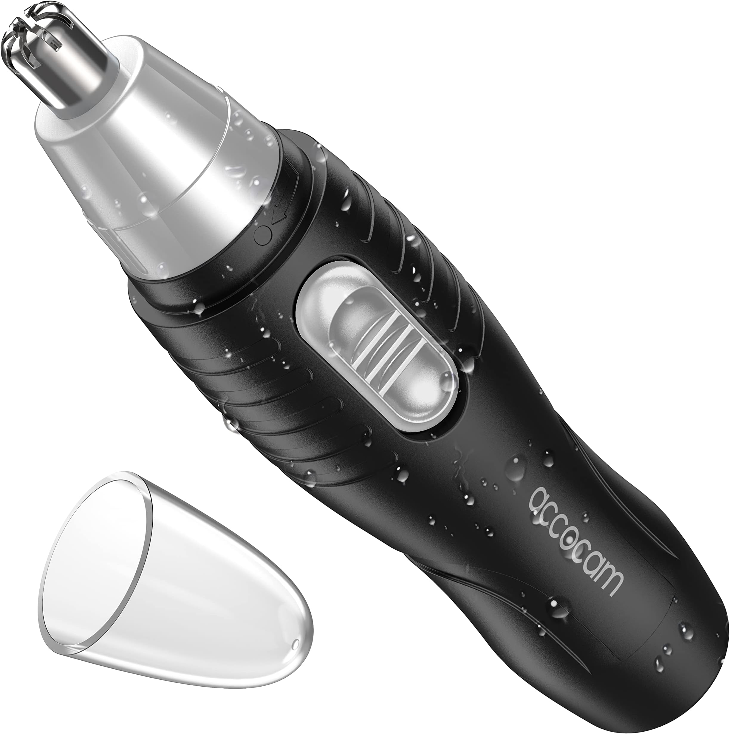 ACCOCAM2022 Nose Ear Hair Trimmer for Men Women, Electric Nostril Nasal Hair Clippers Trimmers Remover with Vacuum Cleaning System, IPX7 Waterproof, Mute Motor, Wet/Dry, Battery-Operated