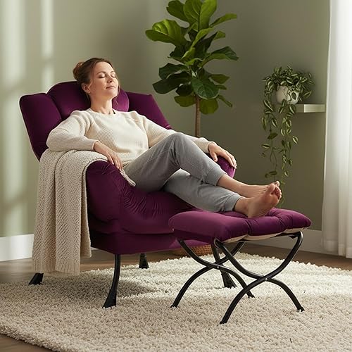 Miniatura 118 de Welnow Silla Lazy con otomana, moderna silla de descanso con reposabrazos y un bolsillo lateral, sillón para sofá de ocio, sillón de lectura