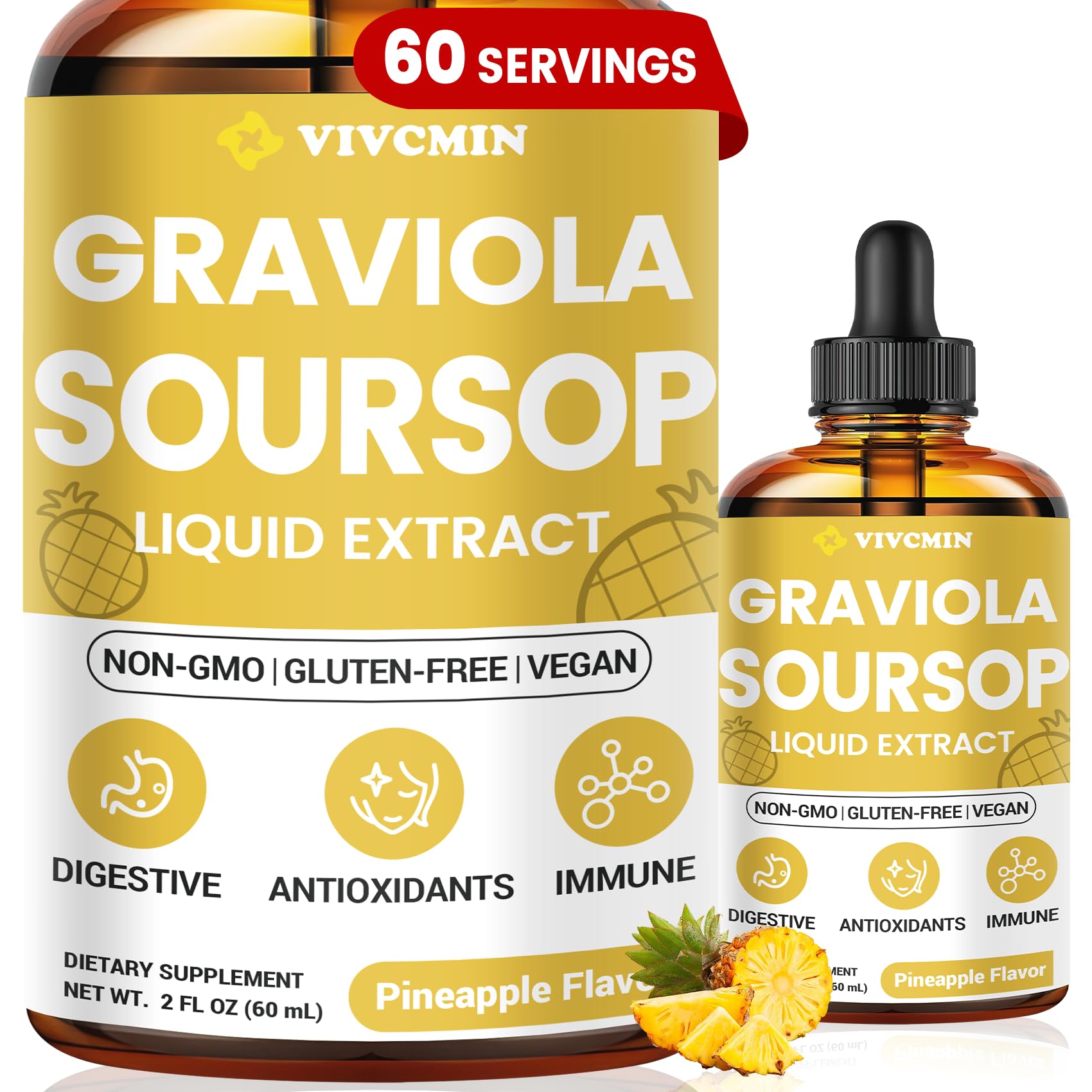 Soursop Bitters Liquid Graviola Leaf Extract 2 Fl Oz – Pineapple Flavor