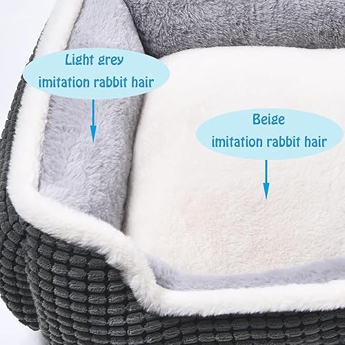 Miniatura 3 de Cama cuadrada de lujo para gatos y perros, suave, lavable, con parte inferior antideslizante y resistente al agua, perfecta para perros pequeños y
