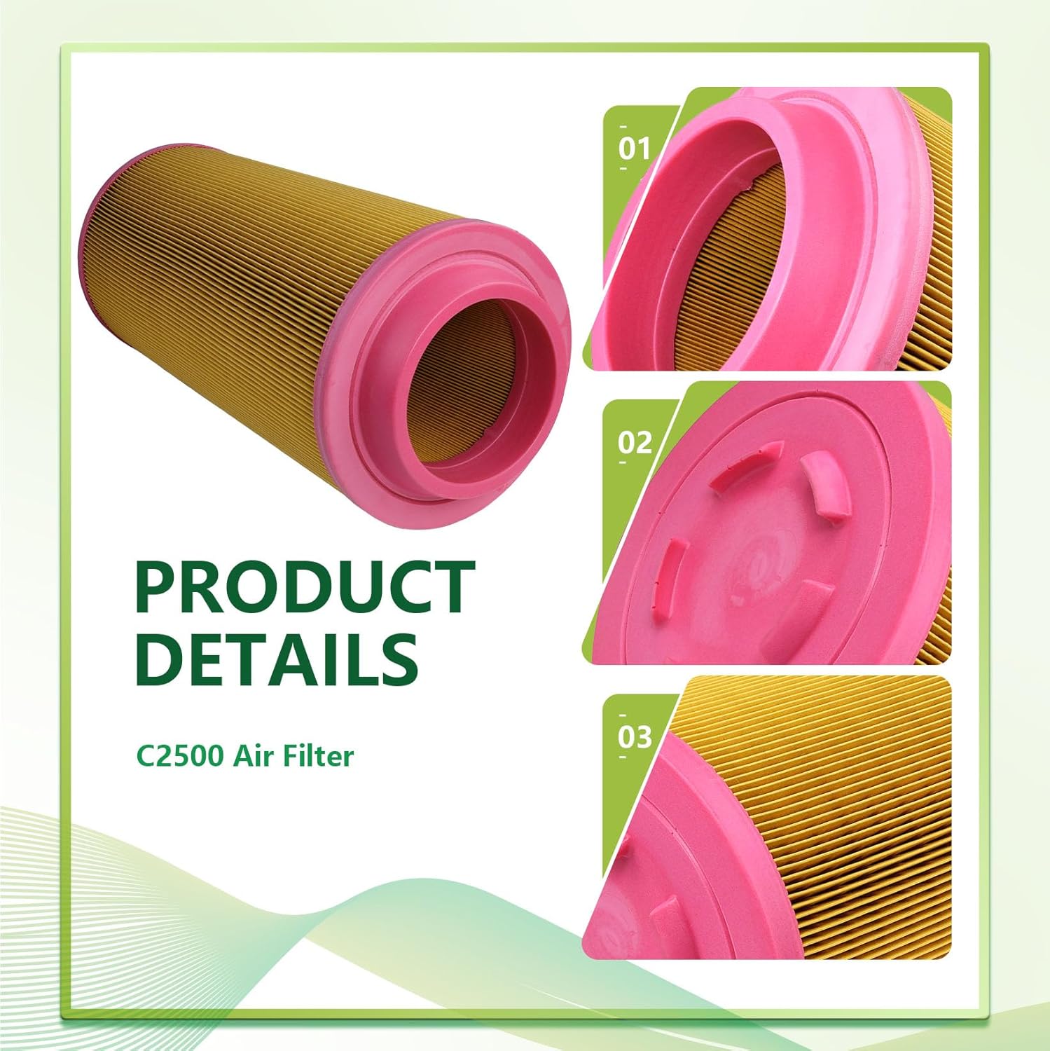 1613740800 54672522 C20500 KAYIQIN Air Filter for Air Compressor Replacement, Compatible with Each Series 1613-7408-00 6.2085.0 6211474300