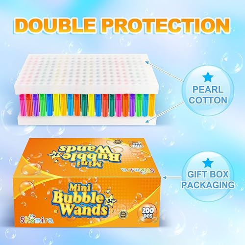 Miniatura 7 de Varita de burbujas, 200 piezas de mini varitas de burbujas a granel en 10 colores, regalos de fiesta de burbujas a granel para niños, juguetes de