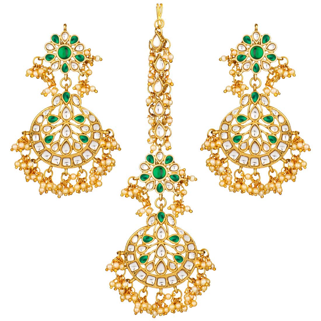 I Jewels Gold Plated Traditional Handcrafted Earrings With Maang Tikka Encased with Faux Kundan & Pearl for Women/Girls (TE2872G) (B08VDJ5H9B) Amazon Price History, Amazon Price Tracker
