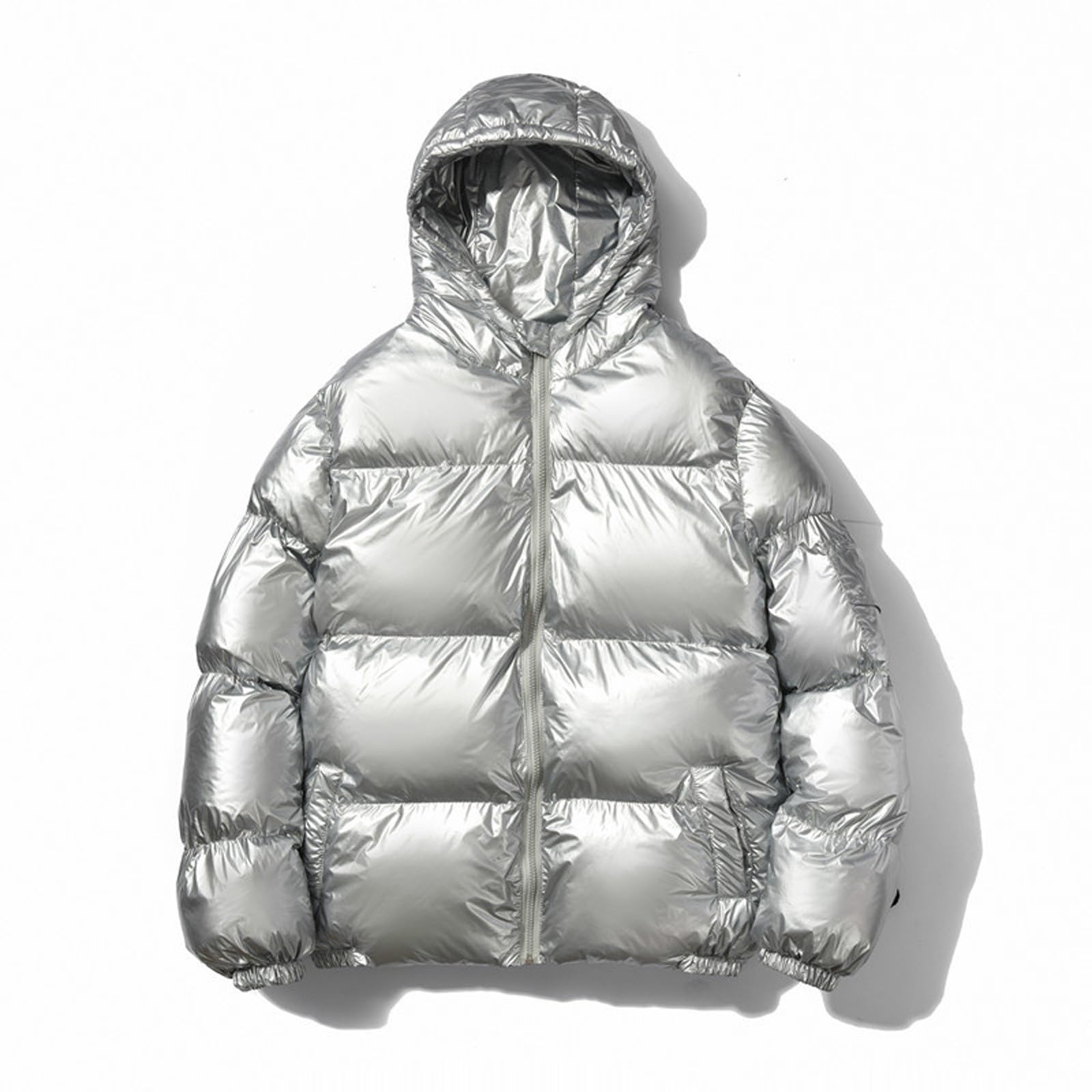 Daunenjacke Herren Steppjacke mit Kapuze Einfarbig Glänzend Puffer Jacke Warme Winterjacke Outdoor Jacken Warm Freizeitjacke Pufferjacke Skijacke mit Reissverschluss Kapuzenjacke Herrenjacken