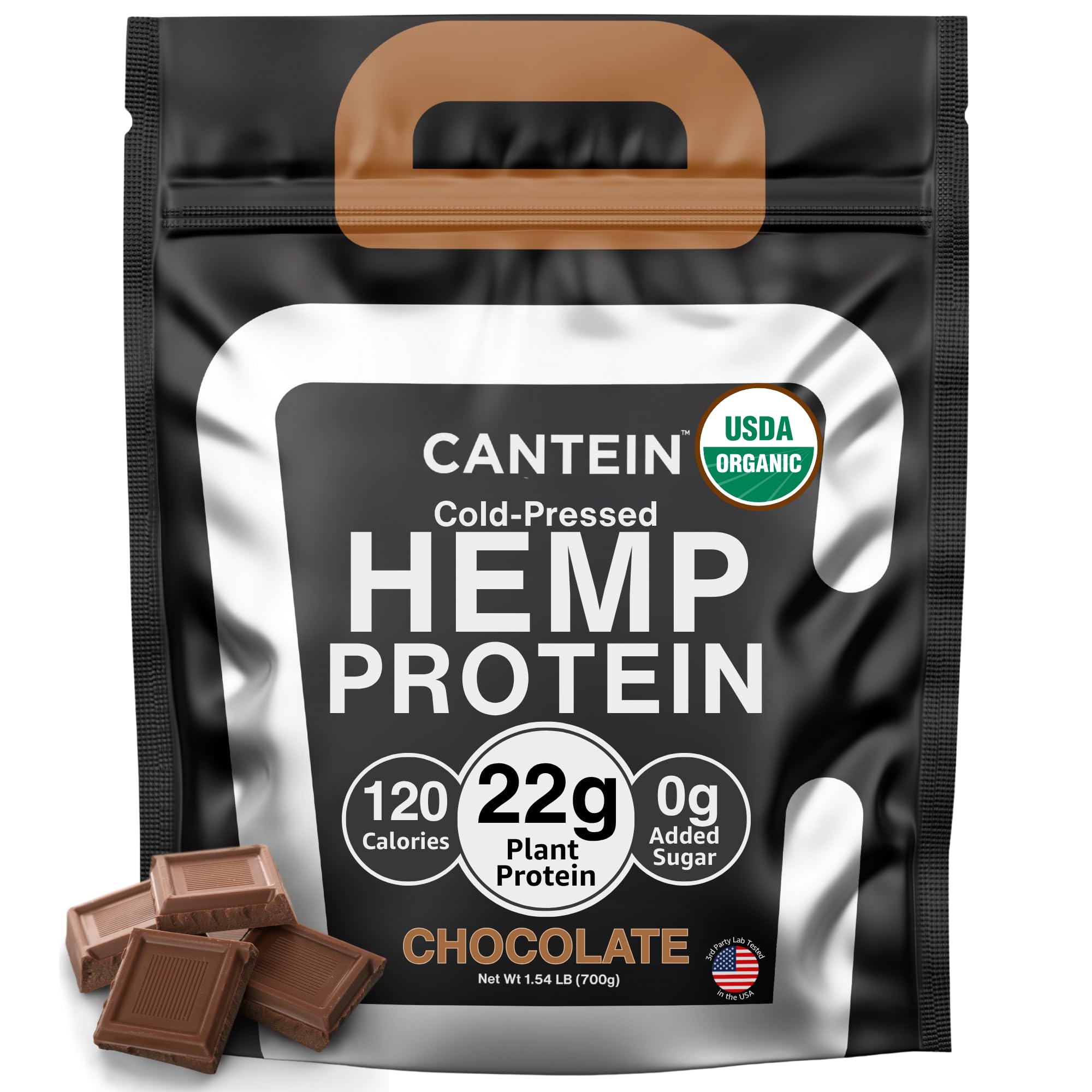 Organic Hemp Protein Powder, Plant Based and Vegan Protein Shake, Lactose and Dairy Free, Gluten Free, Clean and Natural- Chocolate (20 Servings)