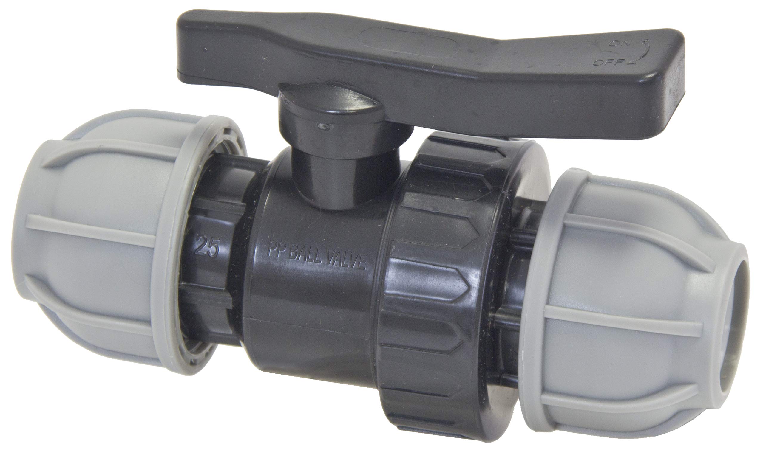 Farm & Field Hardware MDPE Compression Pipe Joiner with In-Line Ball Valve. 20 mm, 25 mm, 32 mm (25 mm Compression)
