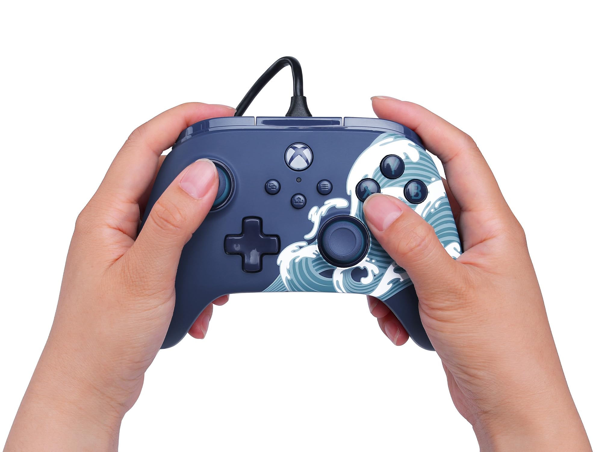 PowerA Controller cablato Advantage per Xbox Series X|S - Onda d'acqua, gamepad, controller per videogiochi cablato, controller di gioco, funziona con Xbox Series X|S