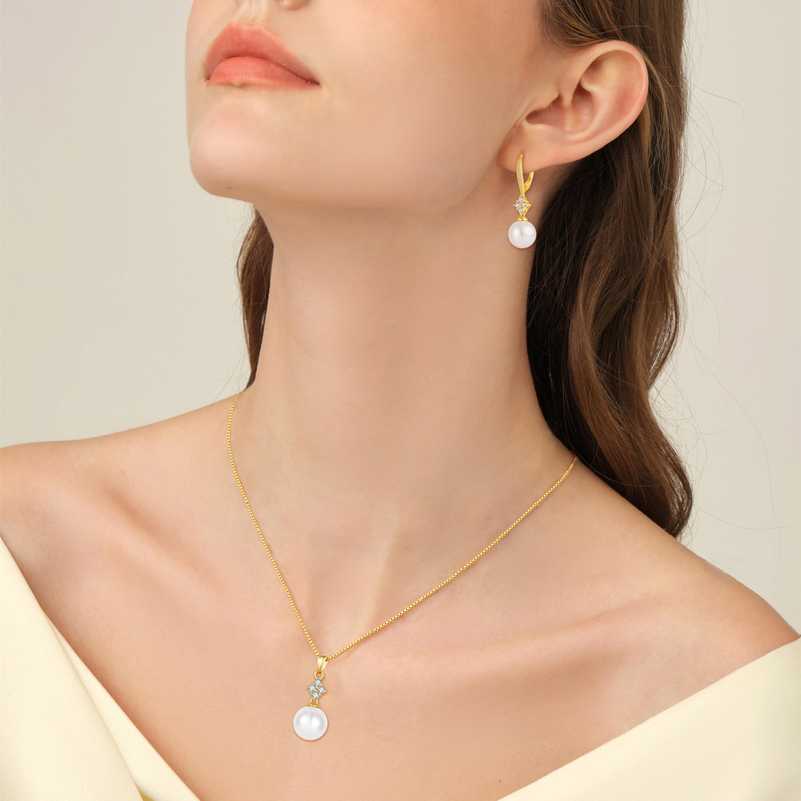 Oskani Pearl Necklace for Women 925 Sterling Silver Whit 5A Cubic Zirconia Dainty Pearl Pendant Necklace Jewelry Mother's Day Birthday Christmas for Wife Mom Her