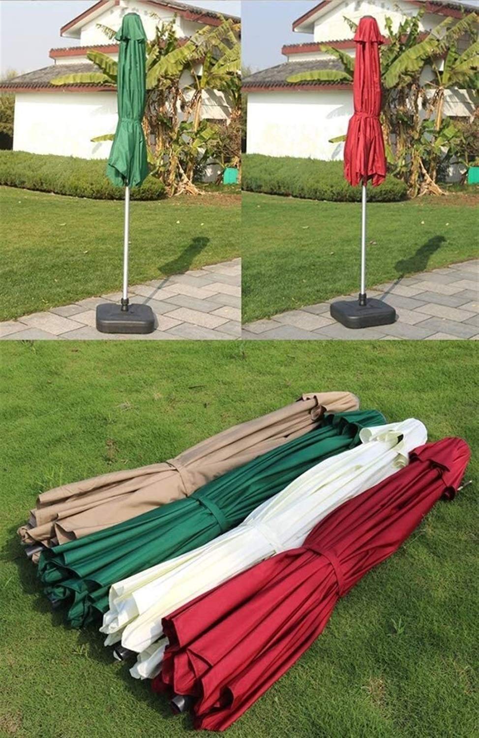 Parasols de jardin d'extérieur Parasols de terrasse beige de 2,7 m - Parasol de marché de table d'extérieur avec manivelle et 8 nervures, pour jardin, terrasse, jardin et côté piscine good