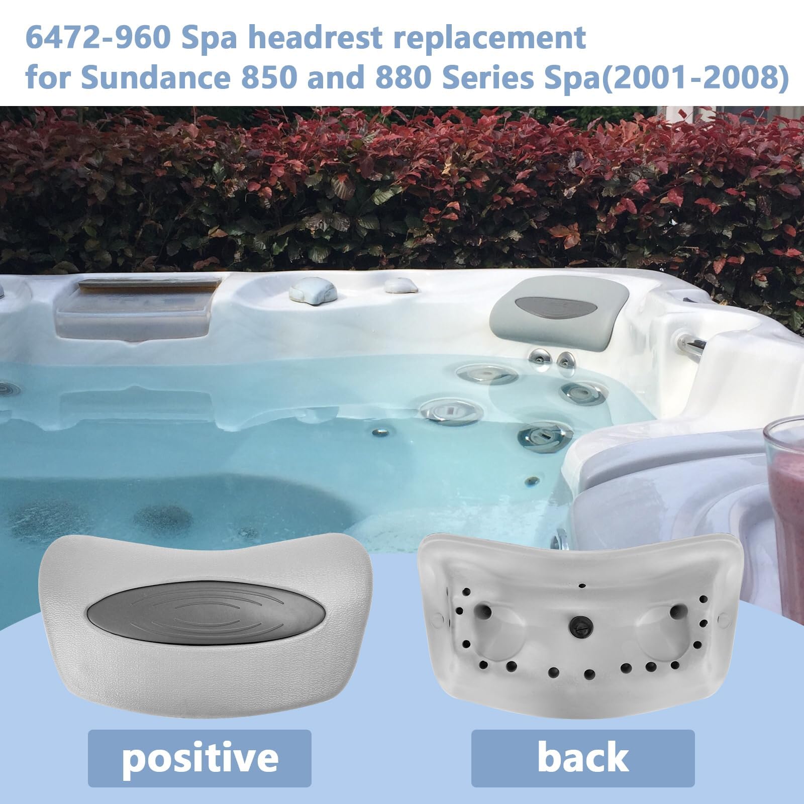 Jakelove 6472-960 Lot de 4 coussins d'appui-tête de spa de rechange pour Sundance 850 et 880 Séries (2001-2008)