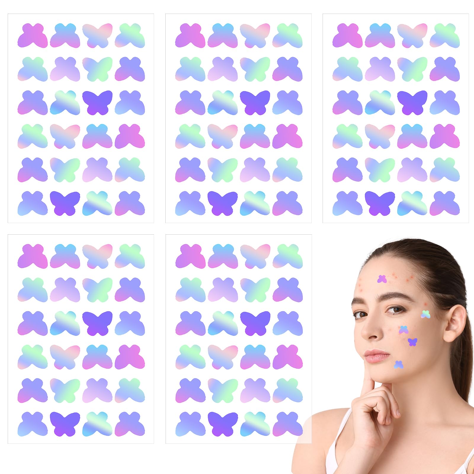 Gjinxi Face Pimple Patches 120Pcs Cute Butterfly Zit Covers Hydrocolloid Pad Sticky Spot Stickers Covering Colorful Pore Cleaning Strips Peel