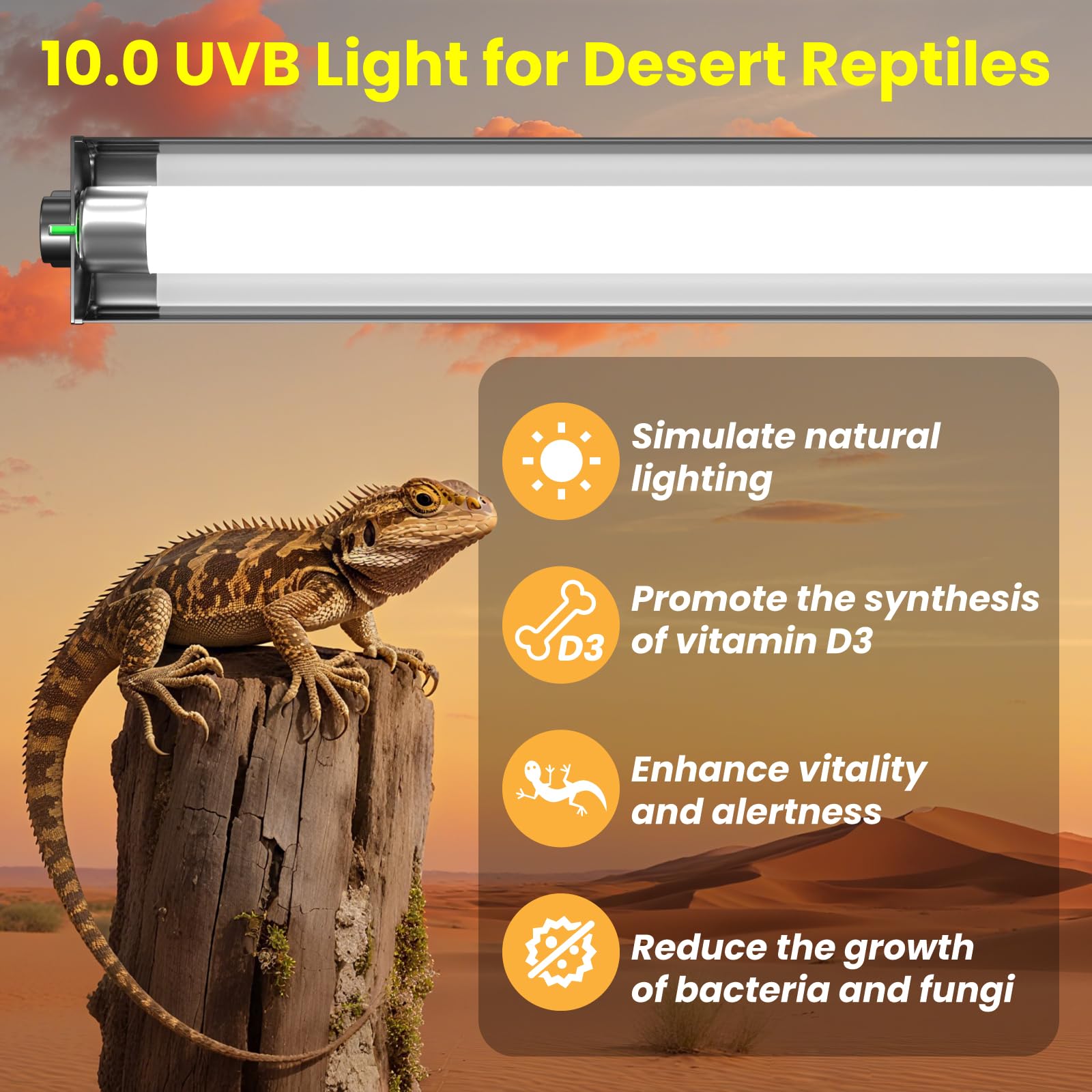HeatingLux T8 UVB Light Reptile Kit 15W, 10.0 UVB UVA Lighting Combo Kit 18IN - Image 2