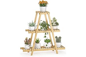 Bamboo Ladder Tall Plant Stand Indoor & Outdoor