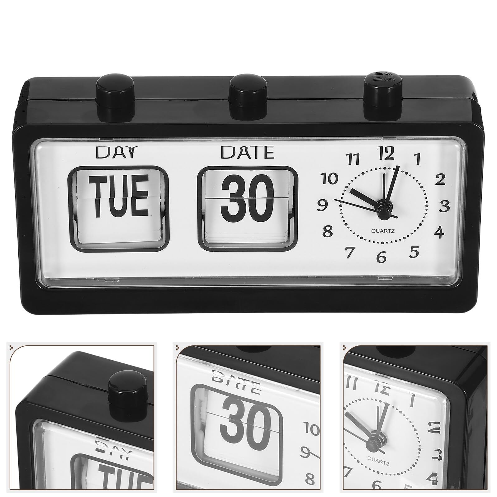 ULTECHNOVO Reloj Manual de Paso de Página para Despertador de Escritorio con Calendario y Visualización de Fecha para Aula de Aprendizaje Montessori sin Incluir Pilas