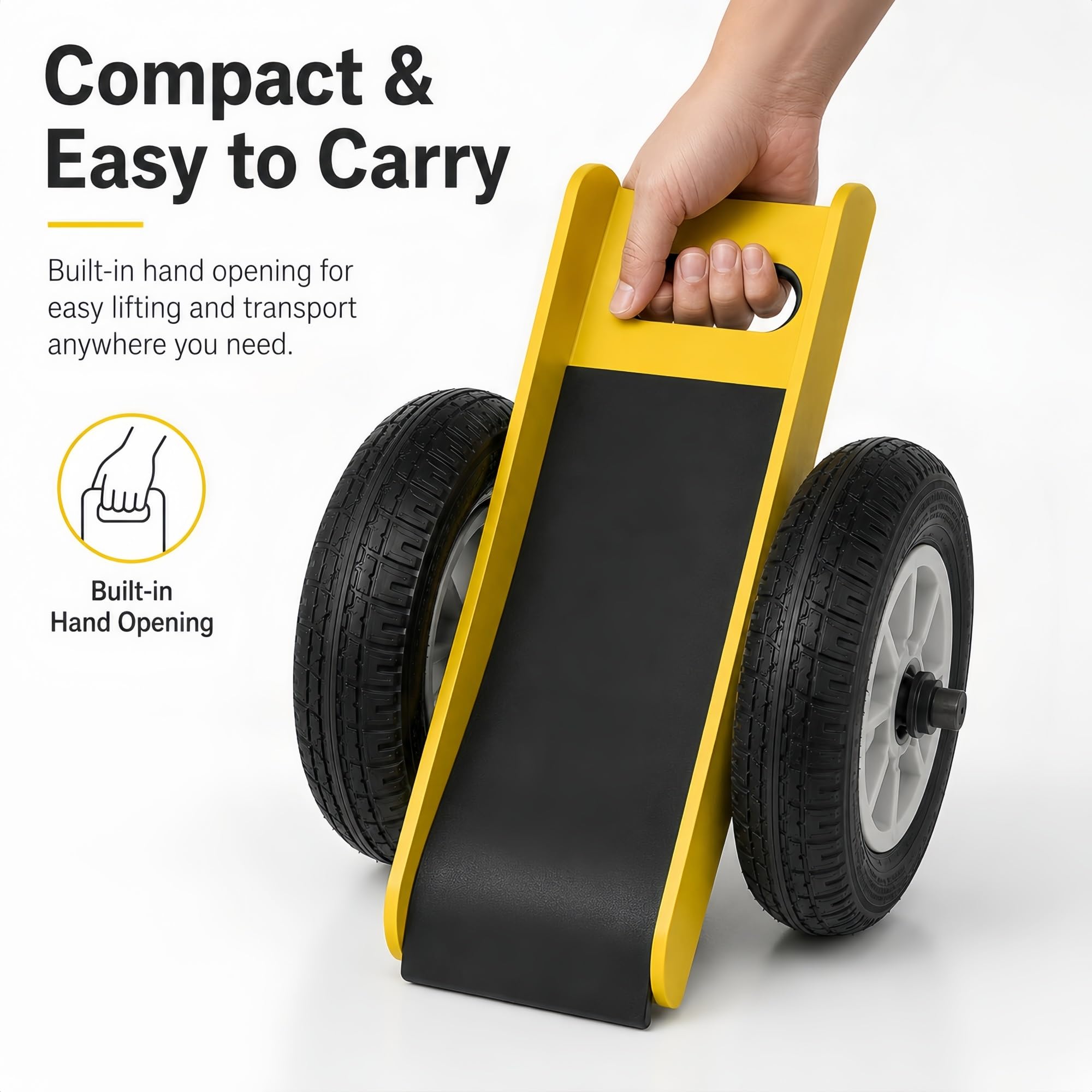 Zweirädriger Plattenwagen for Materialtransport | U-förmige Nut for Platten, Glas, Türen und Stein.(Yellow)