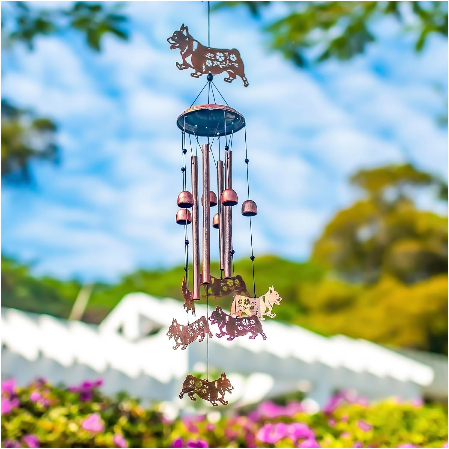 Corgi Dog Wind Chimes Outdoor Dog Gifts for Women Men Mom Gardening Birthday Gifts Metal Memorial WindChimes for Outside/Indoors, Lawn, Patio, Yard Art, Garden Decor, Yard Decorations
