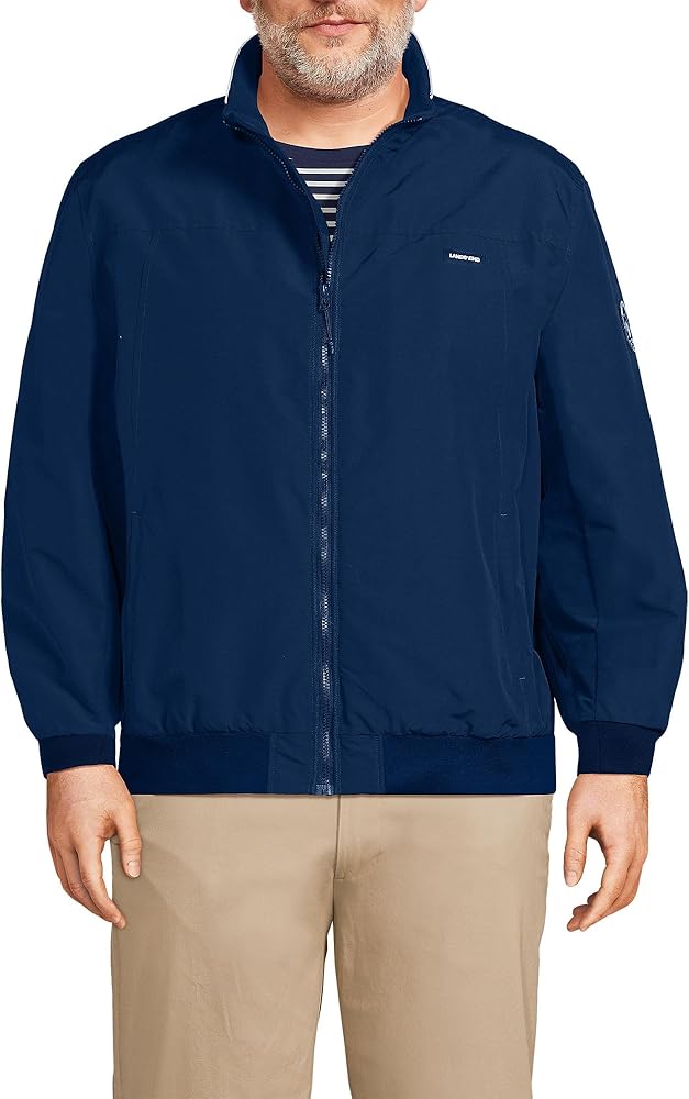 Lands' End Mens Squall Classic Bomber Jacket Deep Sea Navy Regular Lands' End Mens Squall Classic Bomber Jacket Deep Sea Navy Regular